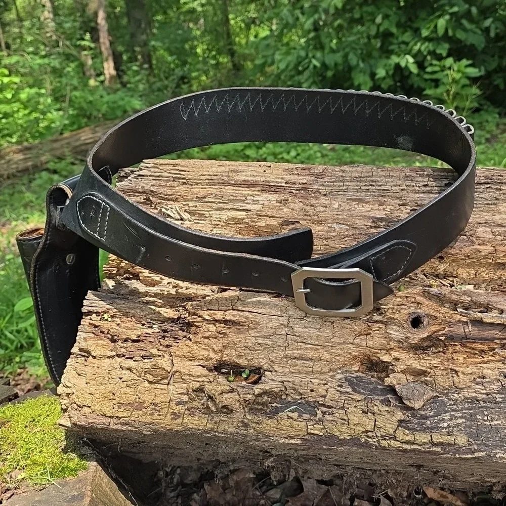 Vtg Hunter Co FrontierLeather Holster 1060B F2 And‎ Leather Ammo Belt 158B MD